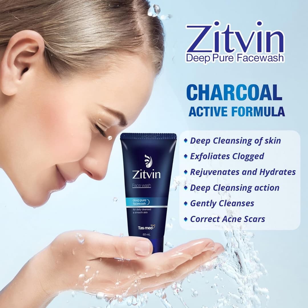 Zitvin Deep Pure Charcoal Face Wash (60 ML) - formulated-for